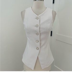 Sleeveless White Button-Front Women's Top